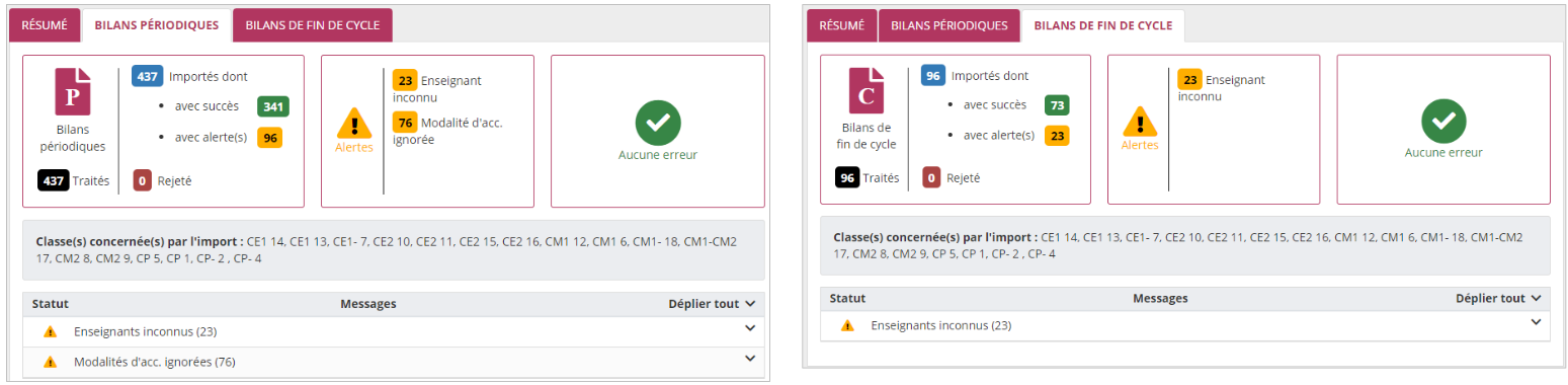 Importer bilan LSU