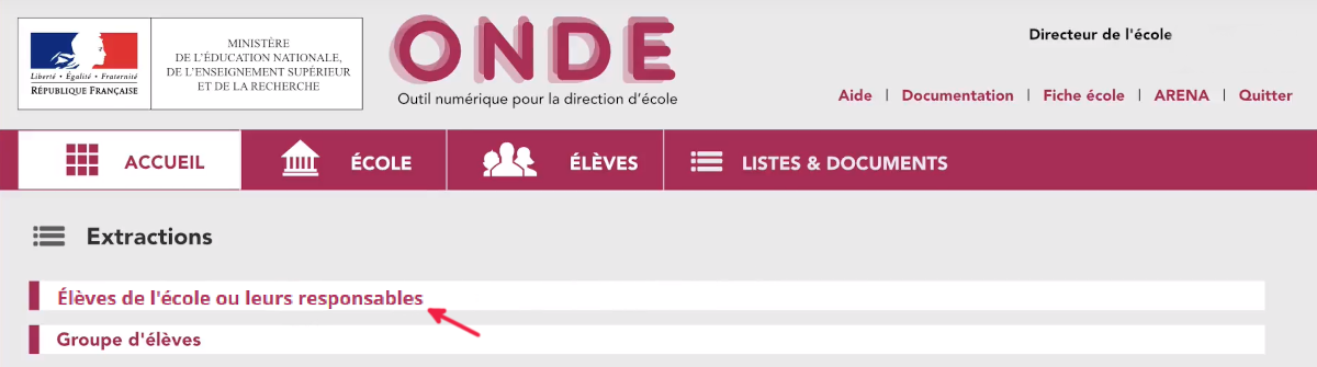 Extraction Onde - Choix élèves