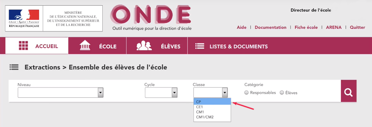 Extraction Onde - Choix élèves