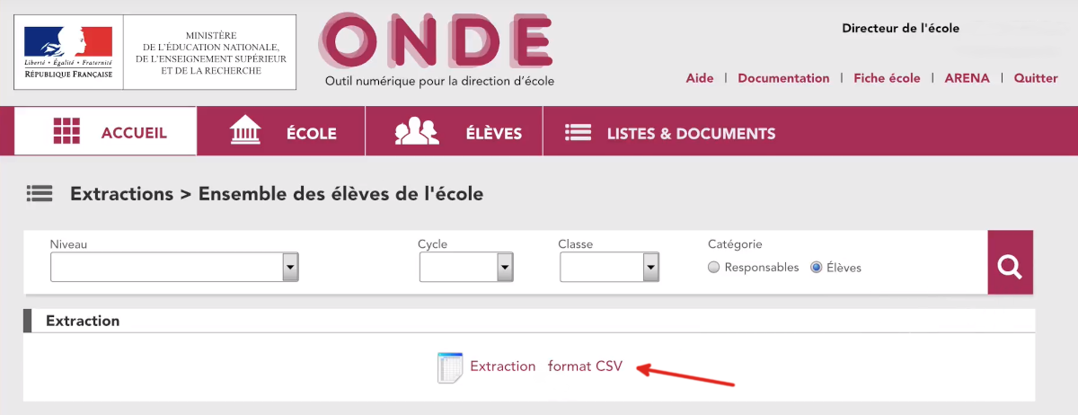 Extraction Onde - Choix élèves