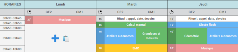 Ajout créneau à l'emploi du temps